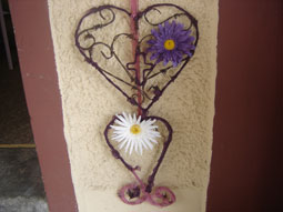 Wire hearts and flower